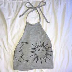 Moon and sun halter crop top